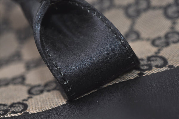 Authentic GUCCI Vintage Hand Tote Bag GG Canvas Leather 0021121 Black 7707J