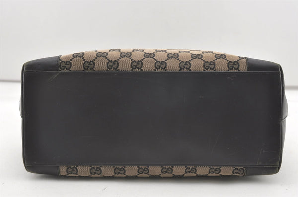Authentic GUCCI Vintage Hand Tote Bag GG Canvas Leather 0021121 Black 7707J