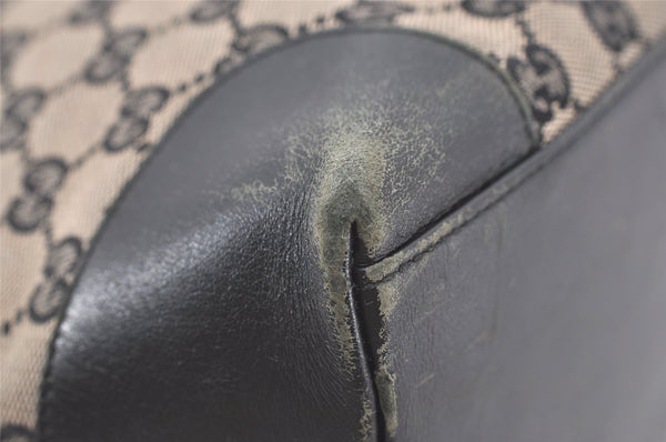 Authentic GUCCI Vintage Hand Tote Bag GG Canvas Leather 0021121 Black 7707J