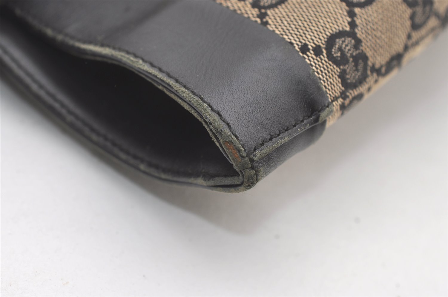 Authentic GUCCI Vintage Hand Tote Bag GG Canvas Leather 0021121 Black 7707J