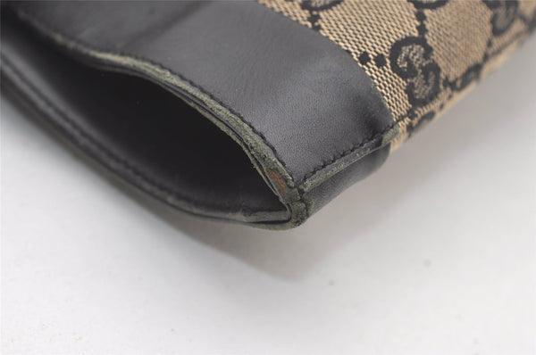 Authentic GUCCI Vintage Hand Tote Bag GG Canvas Leather 0021121 Black 7707J