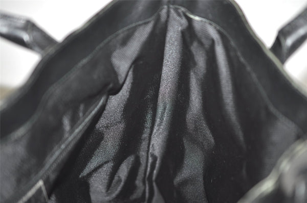 Authentic GUCCI Vintage Hand Tote Bag GG Canvas Leather 0021121 Black 7707J