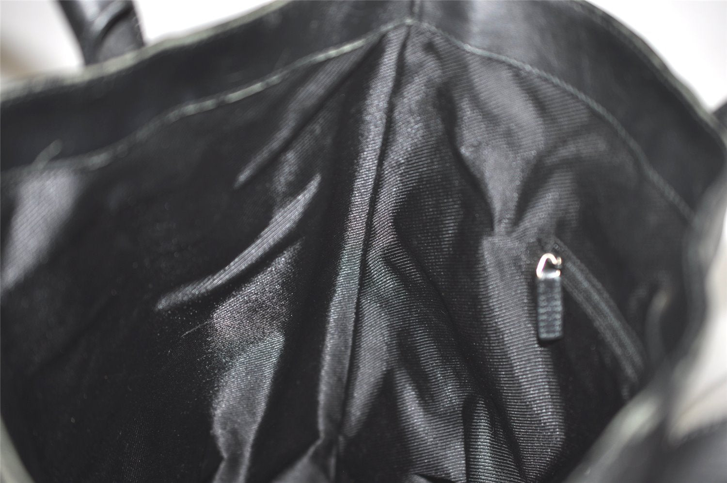 Authentic GUCCI Vintage Hand Tote Bag GG Canvas Leather 0021121 Black 7707J