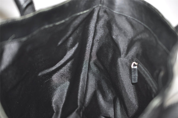 Authentic GUCCI Vintage Hand Tote Bag GG Canvas Leather 0021121 Black 7707J