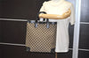 Authentic GUCCI Vintage Hand Tote Bag GG Canvas Leather 0021121 Black 7707J