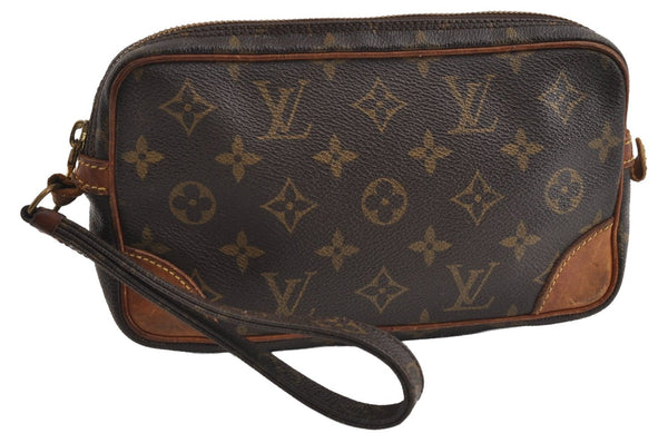 Auth Louis Vuitton Monogram Marly Dragonne PM Clutch Hand Bag Old Model LV 7712I