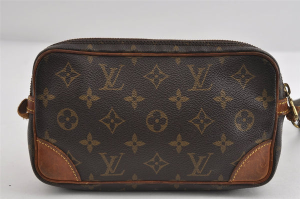 Auth Louis Vuitton Monogram Marly Dragonne PM Clutch Hand Bag Old Model LV 7712I