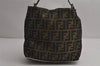 Authentic FENDI Vintage Zucca Shoulder Hand Bag Purse Nylon Leather Brown 7714J