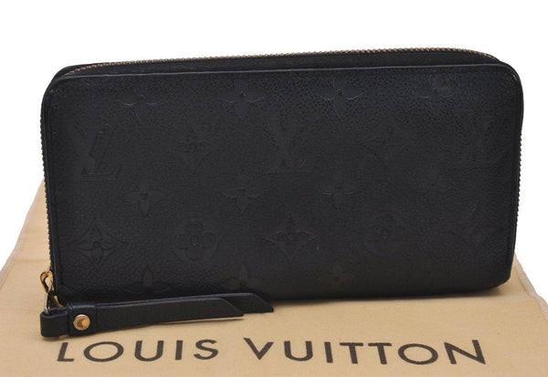 Authentic Louis Vuitton Monogram Empreinte Zippy Wallet Black M61864 LV 7715I