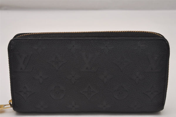 Authentic Louis Vuitton Monogram Empreinte Zippy Wallet Black M61864 LV 7715I