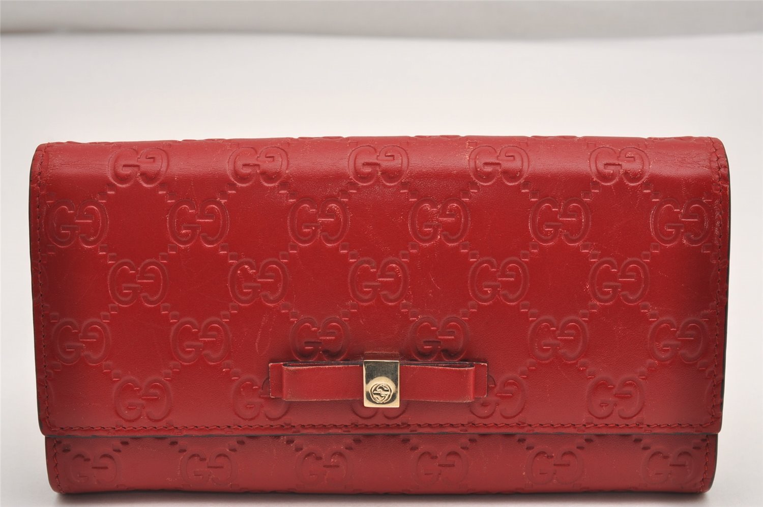 Authentic GUCCI Guccissima GG Leather Long Wallet Purse 388679 Red Box 7717I