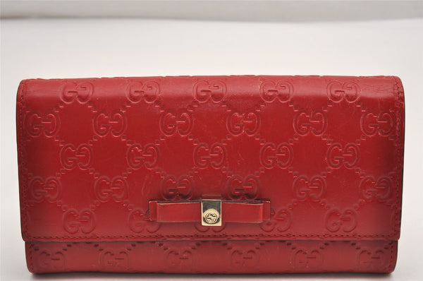 Authentic GUCCI Guccissima GG Leather Long Wallet Purse 388679 Red Box 7717I