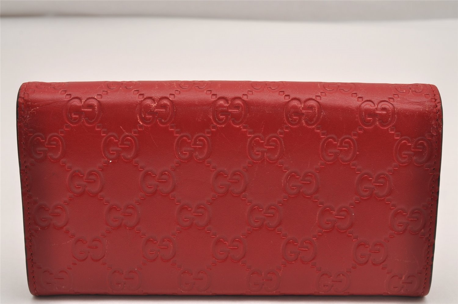 Authentic GUCCI Guccissima GG Leather Long Wallet Purse 388679 Red Box 7717I