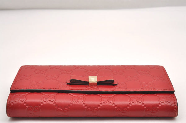 Authentic GUCCI Guccissima GG Leather Long Wallet Purse 388679 Red Box 7717I