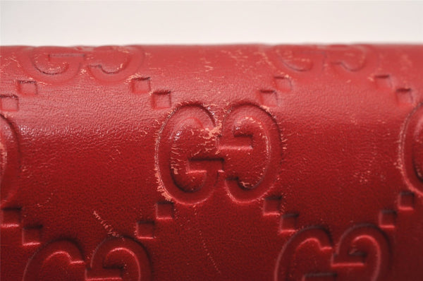 Authentic GUCCI Guccissima GG Leather Long Wallet Purse 388679 Red Box 7717I