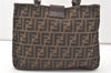 Authentic FENDI Vintage Zucca Shoulder Tote Bag Canvas Leather Brown 7718J