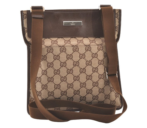 Authentic GUCCI Shoulder Cross Body Bag GG Canvas Leather 27639 Brown 7721J