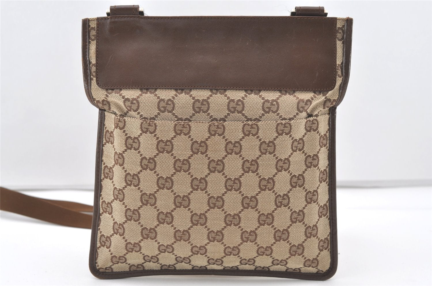 Authentic GUCCI Shoulder Cross Body Bag GG Canvas Leather 27639 Brown 7721J