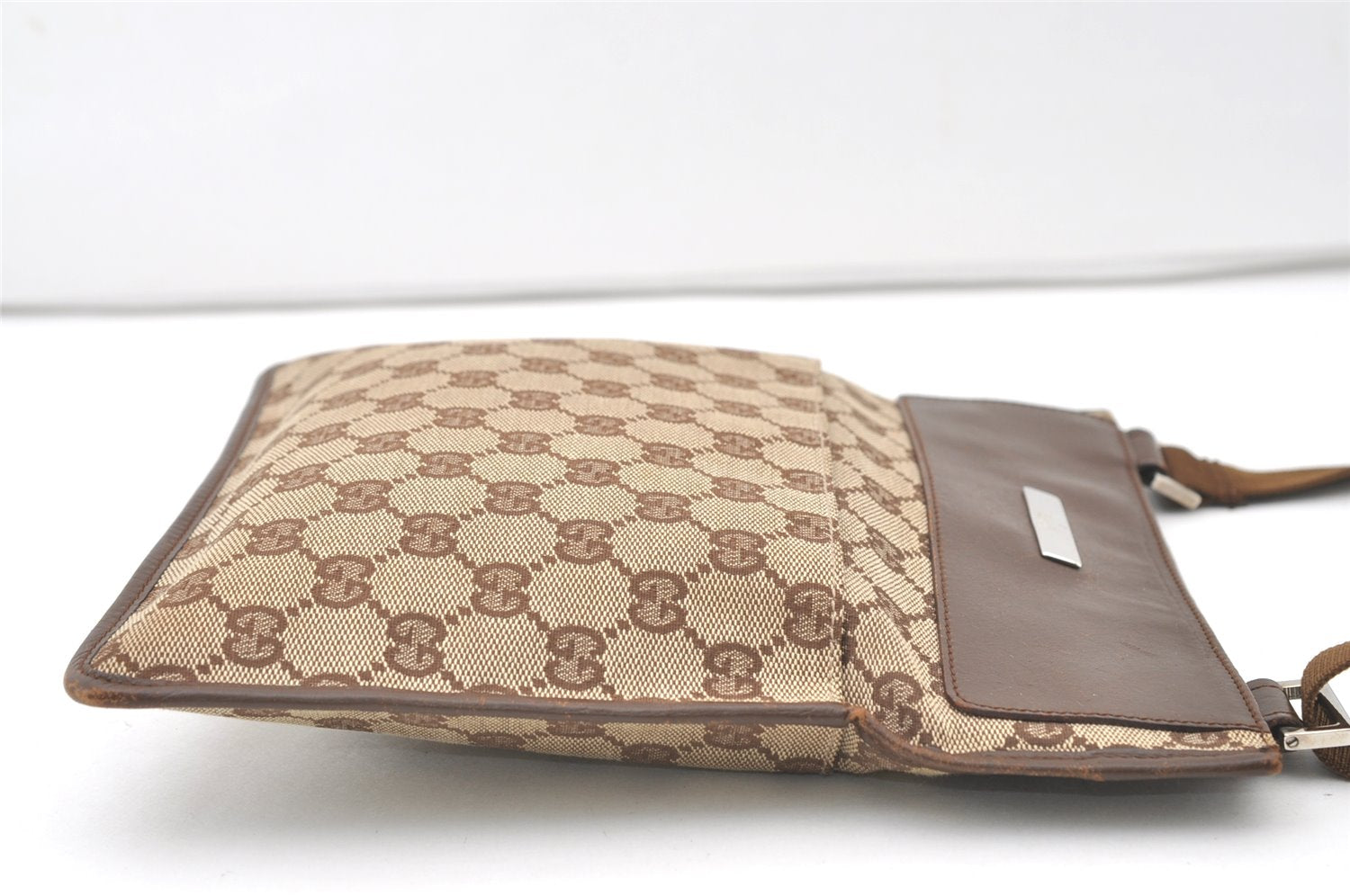 Authentic GUCCI Shoulder Cross Body Bag GG Canvas Leather 27639 Brown 7721J