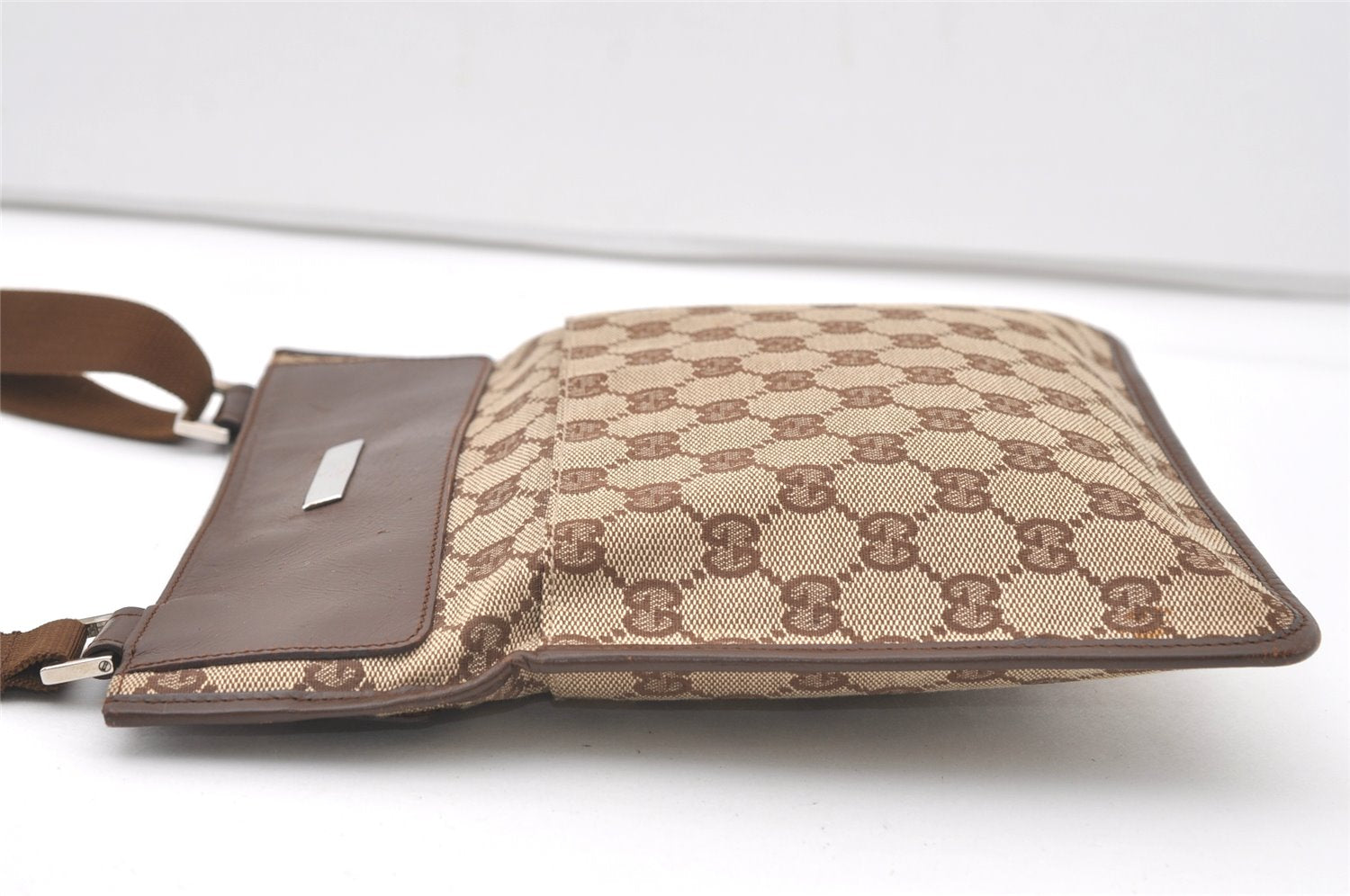 Authentic GUCCI Shoulder Cross Body Bag GG Canvas Leather 27639 Brown 7721J