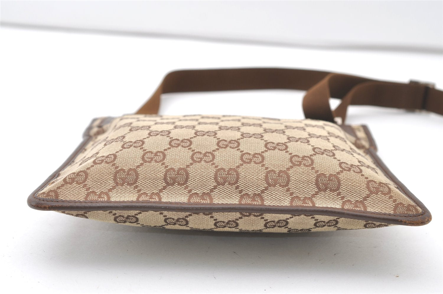 Authentic GUCCI Shoulder Cross Body Bag GG Canvas Leather 27639 Brown 7721J