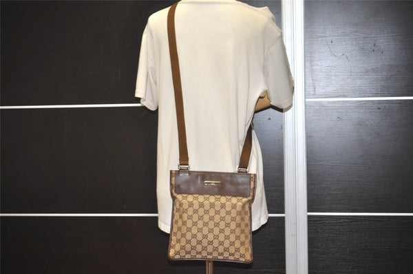 Authentic GUCCI Shoulder Cross Body Bag GG Canvas Leather 27639 Brown 7721J