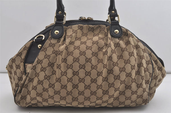 Authentic GUCCI Sukey 2Way Shoulder Tote Bag GG Canvas Leather Brown 7722I