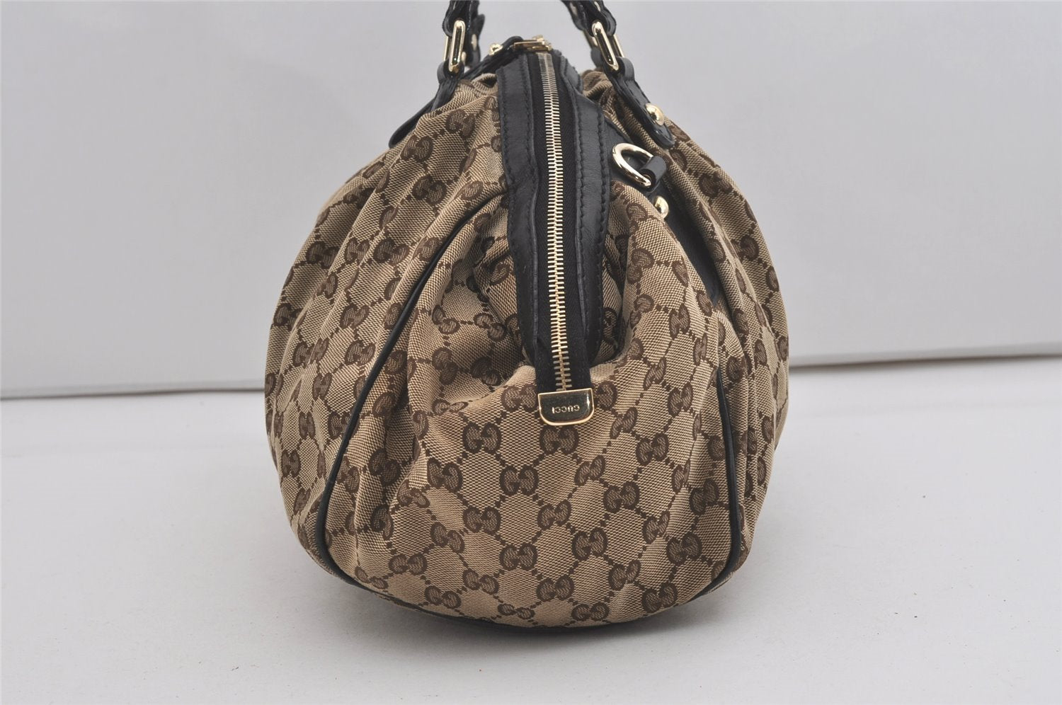 Authentic GUCCI Sukey 2Way Shoulder Tote Bag GG Canvas Leather Brown 7722I