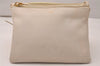 Authentic CELINE TRIO Shoulder Cross Body Clutch Bag Purse Leather White 7722J