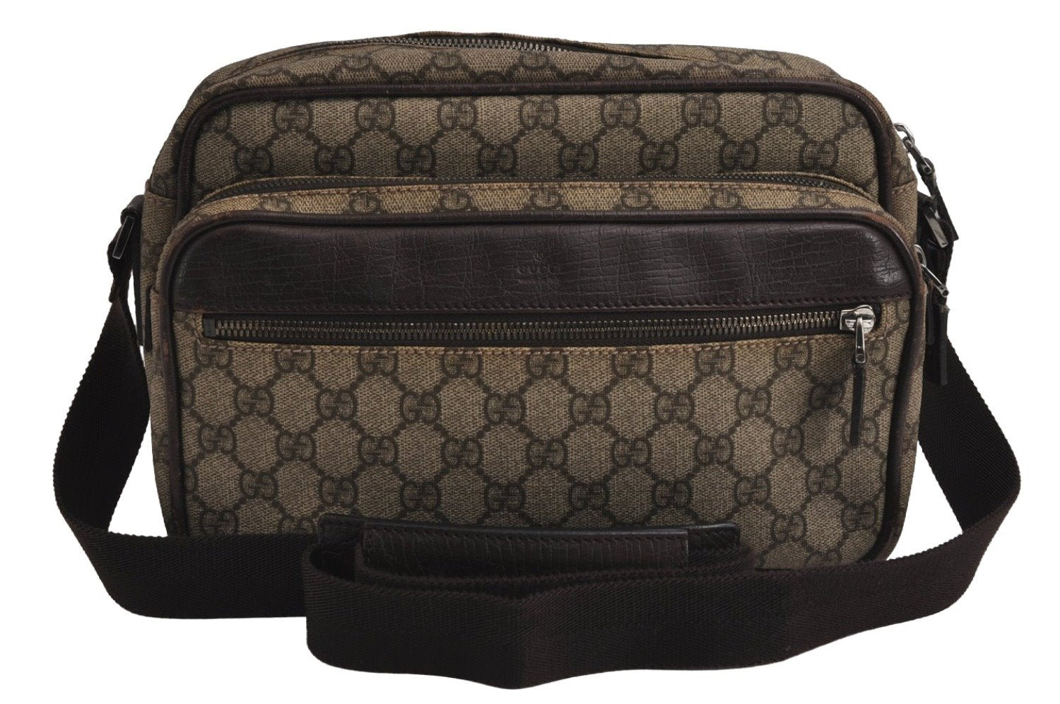 Authentic GUCCI Shoulder Cross Body Bag Purse GG PVC Leather 114531 Brown 7724J