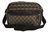 Authentic GUCCI Shoulder Cross Body Bag Purse GG PVC Leather 114531 Brown 7724J