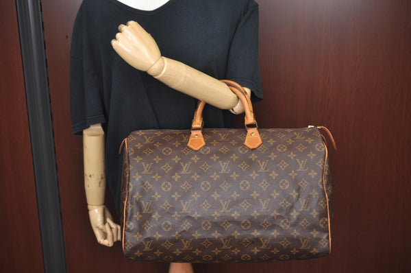 Authentic Louis Vuitton Monogram Speedy 40 Hand Boston Bag M41522 LV 7725I