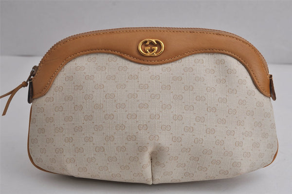 Authentic GUCCI Vintage Micro GG PVC Leather Clutch Hand Bag Purse White 7726J
