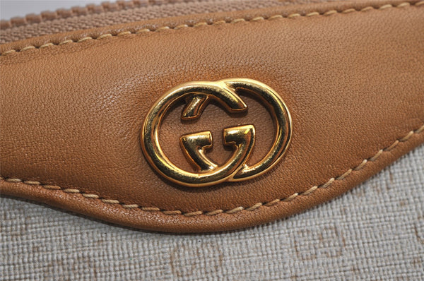 Authentic GUCCI Vintage Micro GG PVC Leather Clutch Hand Bag Purse White 7726J