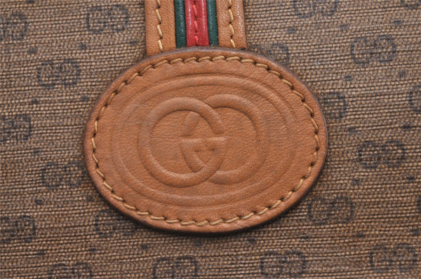 Authentic GUCCI Web Sherry Line Micro GG PVC Leather Shoulder Bag Brown 7727I