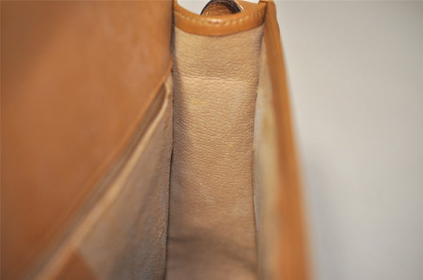 Authentic GUCCI Web Sherry Line Micro GG PVC Leather Shoulder Bag Brown 7727I