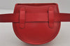 Authentic GUCCI Horsebit Waist Body Bag Purse Suede Leather Red Junk 7727J