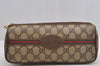 Authentic GUCCI Web Sherry Line Clutch Hand Bag GG PVC Leather Brown Junk 7728I
