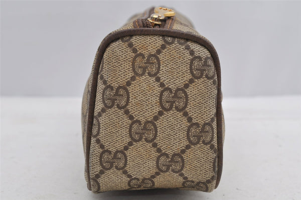 Authentic GUCCI Web Sherry Line Clutch Hand Bag GG PVC Leather Brown Junk 7728I