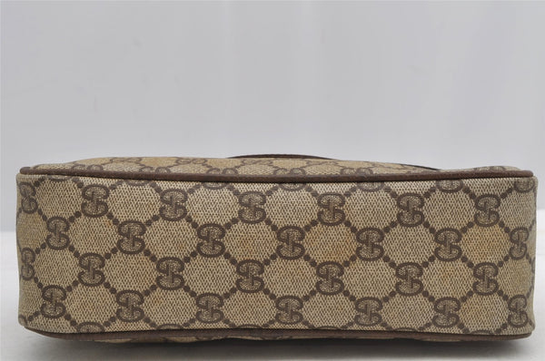 Authentic GUCCI Web Sherry Line Clutch Hand Bag GG PVC Leather Brown Junk 7728I