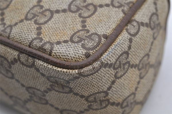 Authentic GUCCI Web Sherry Line Clutch Hand Bag GG PVC Leather Brown Junk 7728I