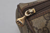 Authentic GUCCI Web Sherry Line Clutch Hand Bag GG PVC Leather Brown Junk 7728I