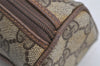 Authentic GUCCI Web Sherry Line Clutch Hand Bag GG PVC Leather Brown Junk 7728I