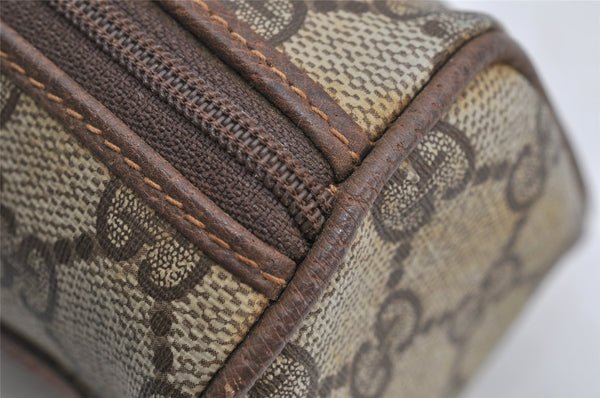 Authentic GUCCI Web Sherry Line Clutch Hand Bag GG PVC Leather Brown Junk 7728I