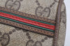 Authentic GUCCI Web Sherry Line Clutch Hand Bag GG PVC Leather Brown Junk 7728I