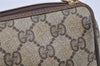 Authentic GUCCI Web Sherry Line Clutch Hand Bag GG PVC Leather Brown Junk 7728I