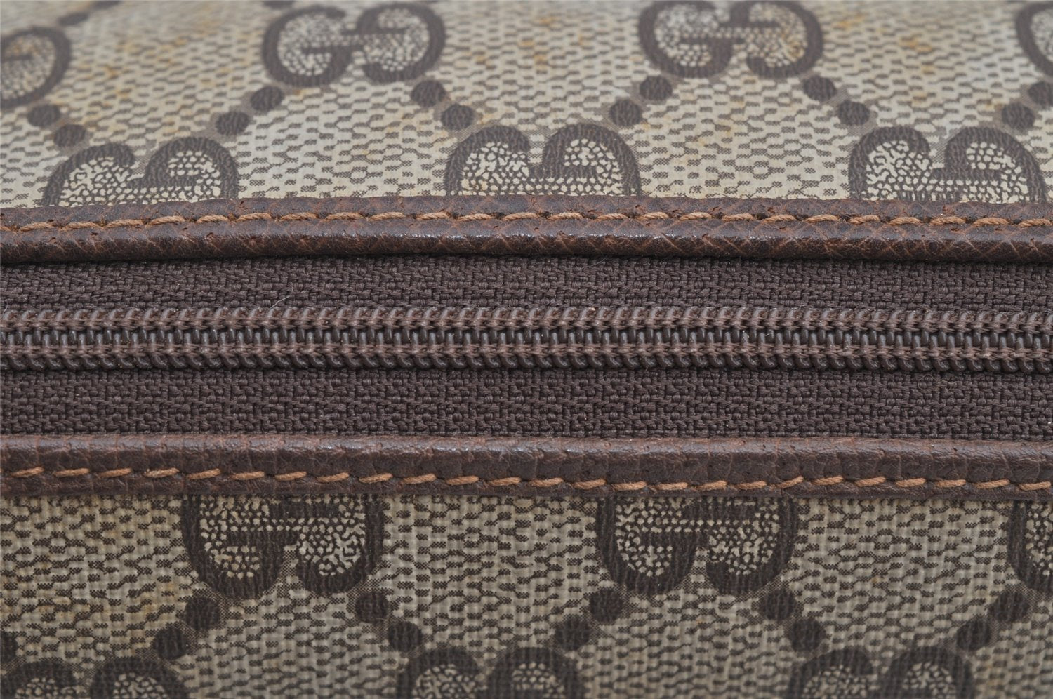 Authentic GUCCI Web Sherry Line Clutch Hand Bag GG PVC Leather Brown Junk 7728I