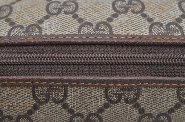 Authentic GUCCI Web Sherry Line Clutch Hand Bag GG PVC Leather Brown Junk 7728I