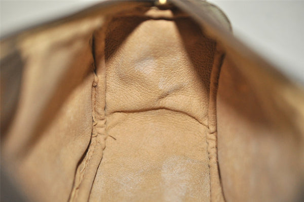 Authentic GUCCI Web Sherry Line Clutch Hand Bag GG PVC Leather Brown Junk 7728I