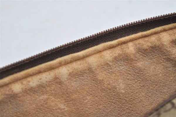 Authentic GUCCI Web Sherry Line Clutch Hand Bag GG PVC Leather Brown Junk 7728I